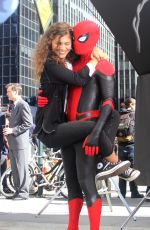 ZENDAYA COLEMAN on the Set of Spider-man: Far from Home at Penn Station in New York 10/12/2018