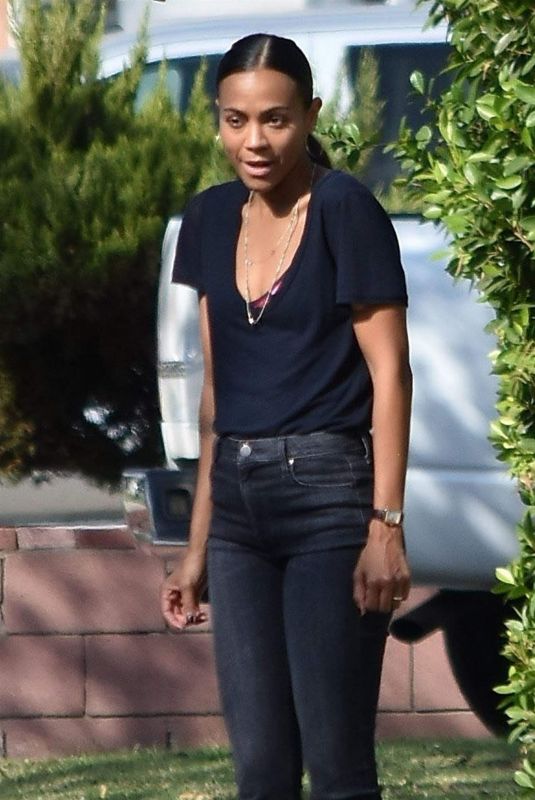 ZOE SALDANA Out and About in Studio City 10/12/2018