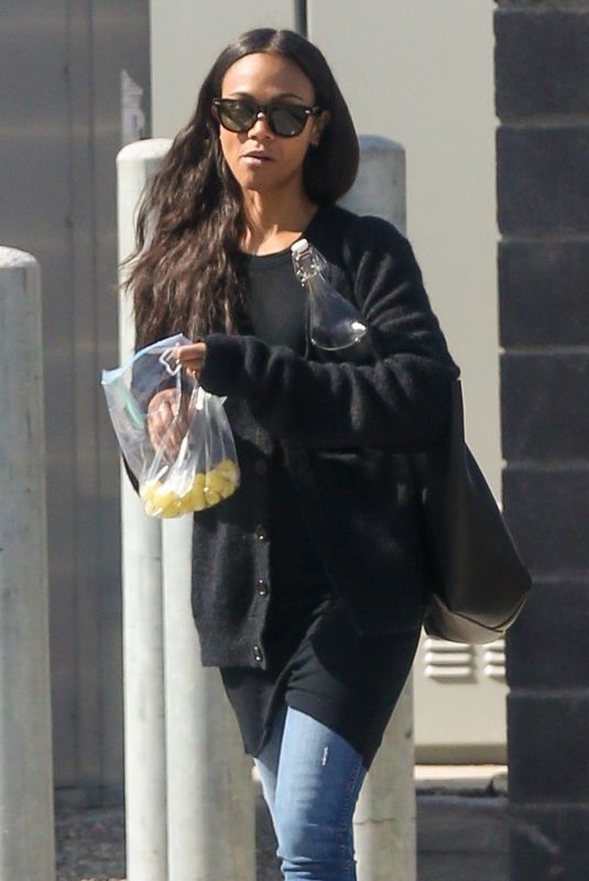 ZOE SALDANA Out in Los Angeles 10/14/2018