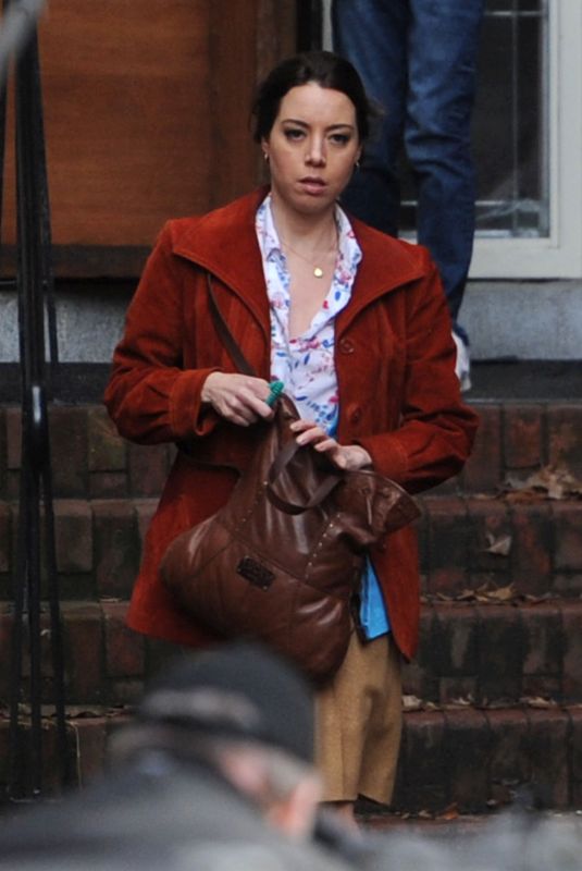 AUBREY PLAZA on the Set of Chucky in Vancouver 11/03/2018
