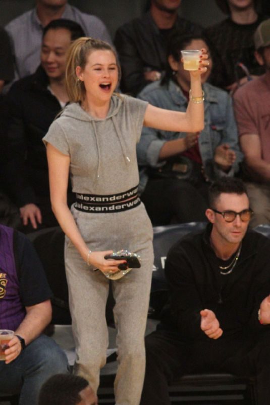BEHATI PRINSLOO and Adam Levine at LA Lakers Game in Los Angeles 11/23/2018