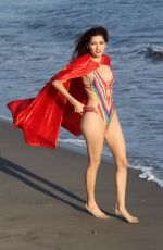 BLANCA BLANCO as Supergirl on Halloween at Malibu Beach 10/31/2018