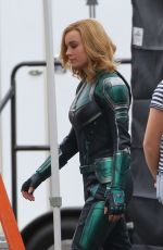 BRIE LARSON on the Set of Captain Marvel in Los Angeles 11/19/2018