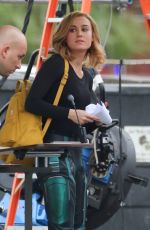 BRIE LARSON on the Set of Captain Marvel in Los Angeles 11/19/2018