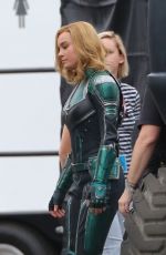BRIE LARSON on the Set of Captain Marvel in Los Angeles 11/19/2018
