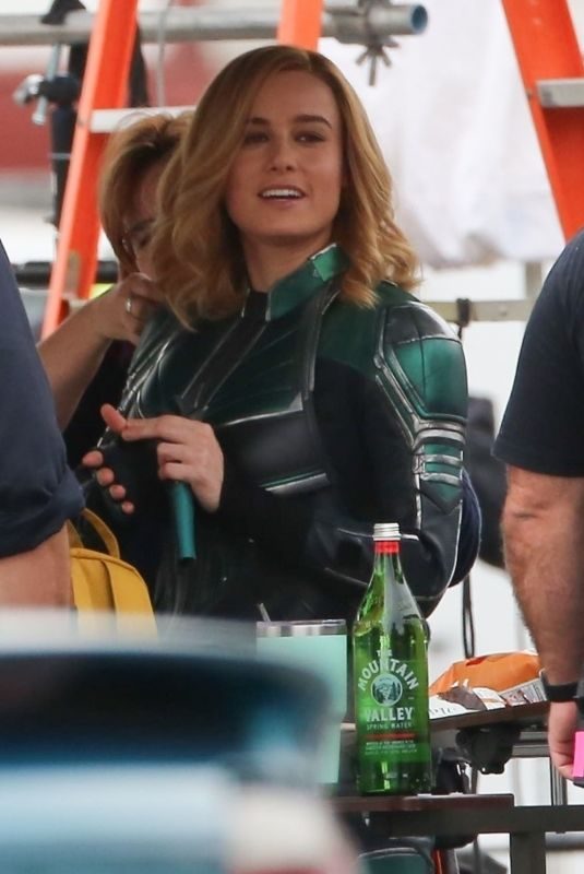 BRIE LARSON on the Set of Captain Marvel in Los Angeles 11/19/2018