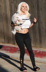COURTNEY STODDEN Out with Her Dog in West Hollywood 11/19/2018