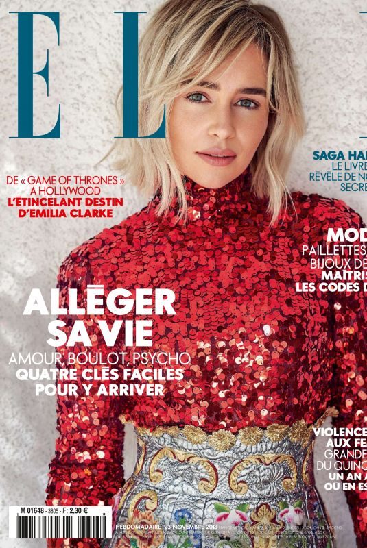 EMILIA CLARKE in Elle Magazine, France November 2018