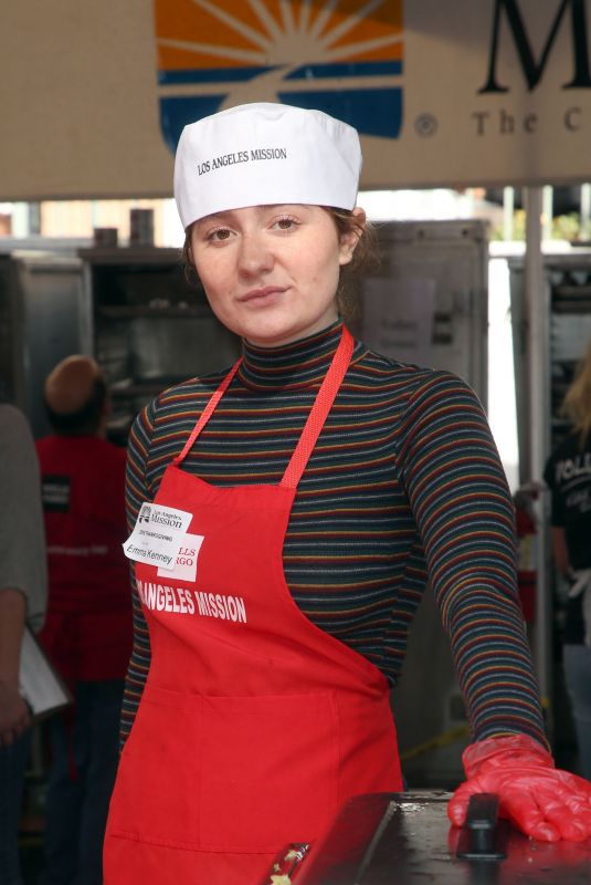 EMMA KENNEY at Los Angeles Mission Thanksgiving Event 11/21/2018