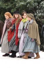 EMMA WATSON, FLORENCE PUGH, ELIZA SCANLEN and SAOIRSE RONAN on the Set of Little Women in Harvard 11/05/2018