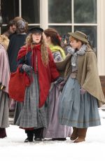 EMMA WATSON, FLORENCE PUGH, ELIZA SCANLEN and SAOIRSE RONAN on the Set of Little Women in Harvard 11/05/2018