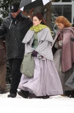 EMMA WATSON, FLORENCE PUGH, ELIZA SCANLEN and SAOIRSE RONAN on the Set of Little Women in Harvard 11/05/2018