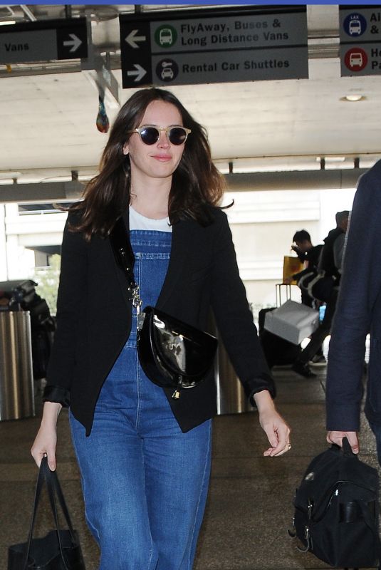 FELICITY JONES at LAX Airport in Los Angeles 11/19/2018