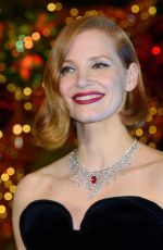 JESSICA CHASTAIN at Les Galeries Lafayette Christmas Decorations Inauguration in Paris 11/07/2018