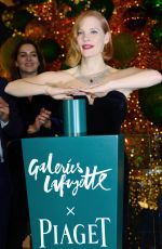 JESSICA CHASTAIN at Les Galeries Lafayette Christmas Decorations Inauguration in Paris 11/07/2018