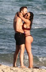 JESSICA LEDON in Bikini and David Guetta on the Beach  in Miami 11/23/2018