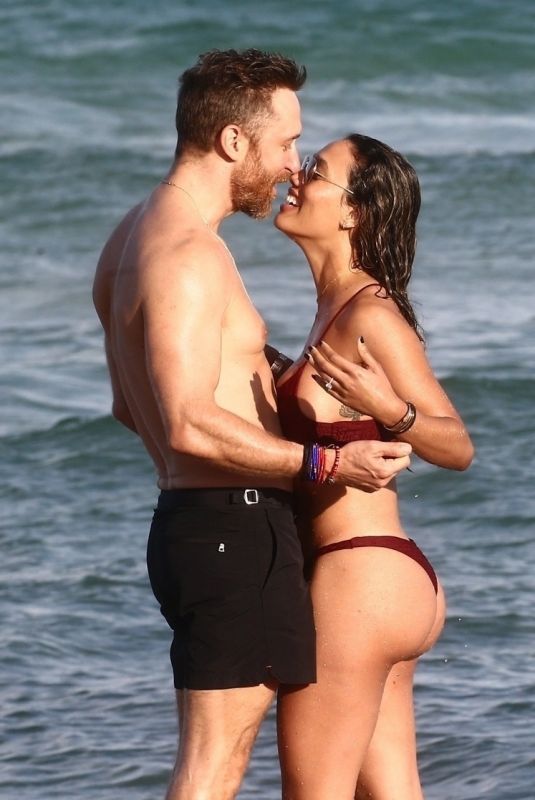 JESSICA LEDON in Bikini and David Guetta on the Beach  in Miami 11/23/2018