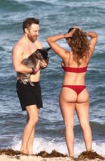 JESSICA LEDON in Bikini and David Guetta on the Beach  in Miami 11/23/2018