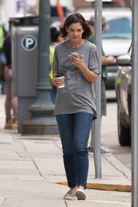 KATIE HOLMES on the Set of The Secret in New Orleans 10/31/2018