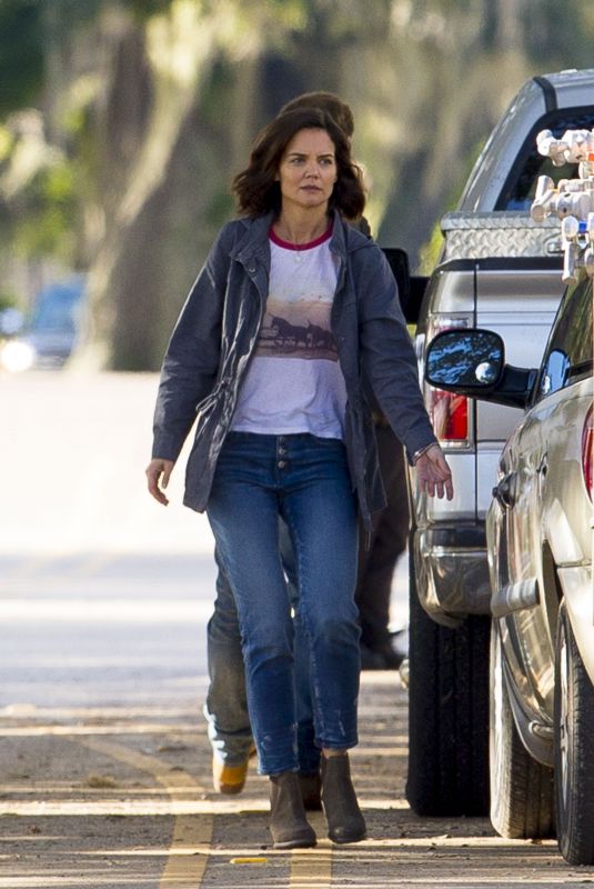 KATIE HOLMES on the Set of The Secret in New Orleans 11/02/2018