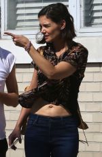 KATIE HOLMES Shows Engagement Diamond Ring Out in New Orleans 10/30/2018
