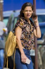 KATIE HOLMES Shows Engagement Diamond Ring Out in New Orleans 10/30/2018