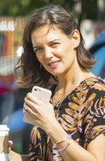 KATIE HOLMES Shows Engagement Diamond Ring Out in New Orleans 10/30/2018