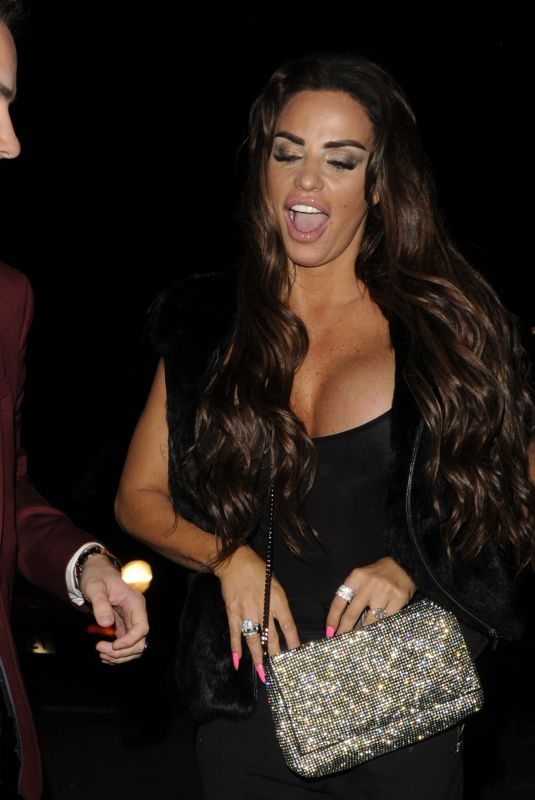 KATIE PRICE Arrives at Phil Turner’s 50th Birthday Party in London 11/14/2018