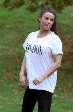 KATIE PRICE Trains Her Dog at a Park in Brighton 11/25/2018