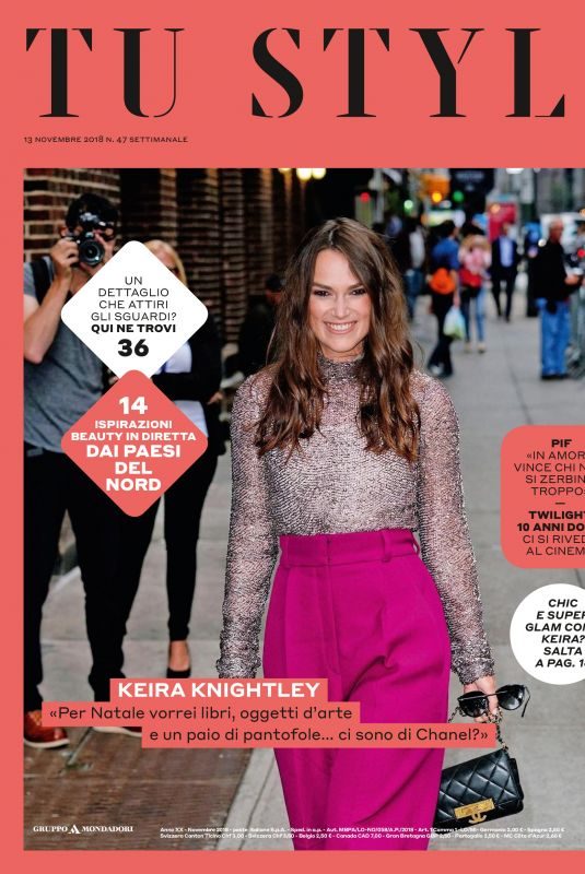 KEIRA KNIGHTLEY in Tu Style Magazine, November 2018