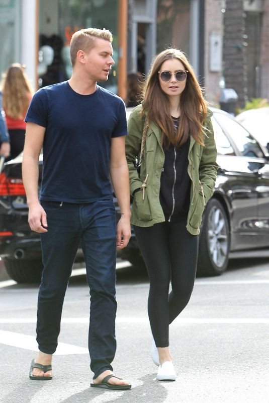 LILY COLLINS and Johnny Harper Out Shopping in Beverly Hills 11/13/2018