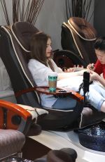 LILY COLLINS at a Nail Salon in Los Angeles 11/26/2018