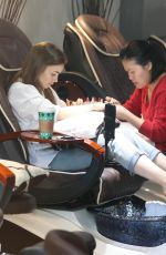 LILY COLLINS at a Nail Salon in Los Angeles 11/26/2018