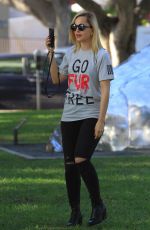 MENA SUVARI at Anti-fur Protest in Beverly Hills 11/23/2018