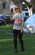 MENA SUVARI at Anti-fur Protest in Beverly Hills 11/23/2018