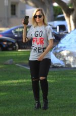 MENA SUVARI at Anti-fur Protest in Beverly Hills 11/23/2018