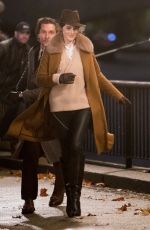 MICHELLE DOCKERY Filming Scenes on Thames Southbank 11/28/2018