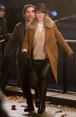 MICHELLE DOCKERY Filming Scenes on Thames Southbank 11/28/2018