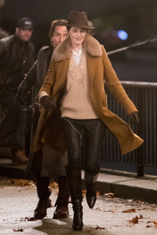 MICHELLE DOCKERY Filming Scenes on Thames Southbank 11/28/2018