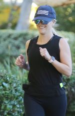 REESE WITHERSPOON Out Jogging in Pacific Palisades 11/02/2018
