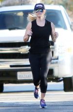 REESE WITHERSPOON Out Jogging in Pacific Palisades 11/02/2018