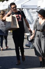 SARAH HYLAND and Wells Adams Shopping at Farmer
