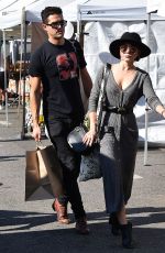 SARAH HYLAND and Wells Adams Shopping at Farmer