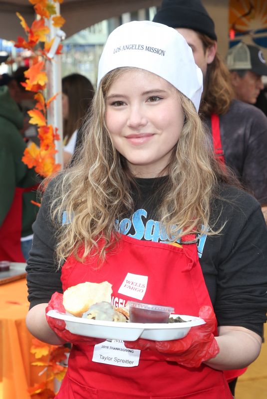TAYLOR SPREITLER at Los Angeles Mission Thanksgiving Event 11/21/2018