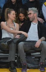 ADAM LEVINE and Behati Prinsloo at LA Lakers vs Pelicans Game in Los Angeles 12/21/2018