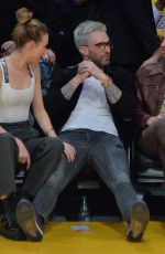 ADAM LEVINE and Behati Prinsloo at LA Lakers vs Pelicans Game in Los Angeles 12/21/2018