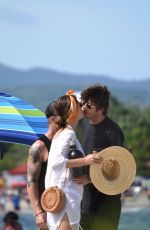 ALESSANDRA AMBROSIO and Nicolo Oddi Kissing on the Beach in Brazil 12/28/2018