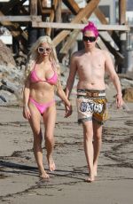 ANGELIQUE FRENCHY MORGAN in Bikini on the Beach in Malibu 12/23/2018