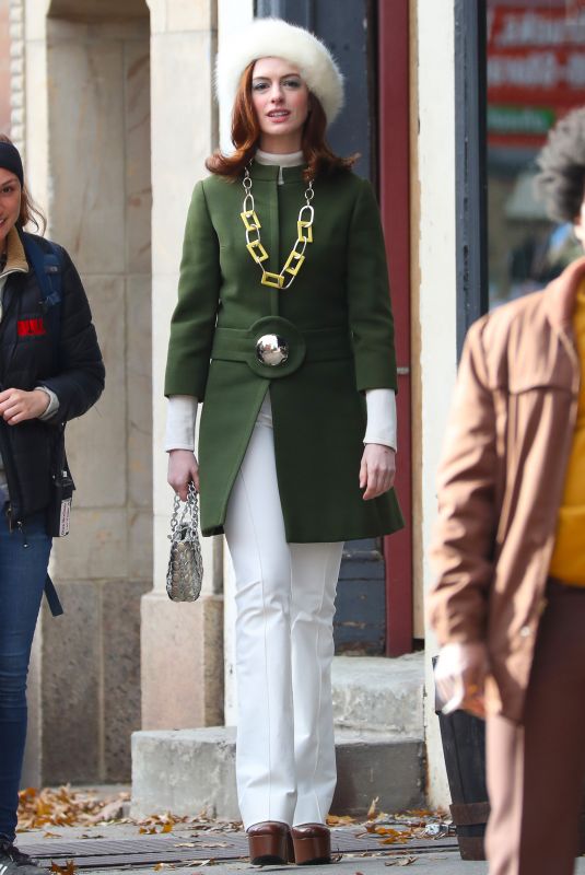 ANNE HATHAWAY on the Set of Modern Love in New York 12/03/2018
