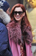 ANNE HATHAWAY on the Set of Modern Love in New York 12/03/2018